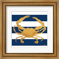 Framed 'Sea Creatures on Stripes V' border=