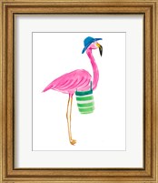 Framed 'Beach Flamingo II' border=