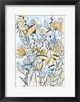 Framed Yellow and Blue Blooms II
