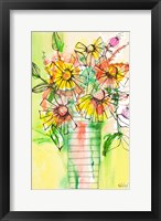 Framed Bursting Wildflowers in Vase