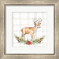 Framed 'Holiday Woodland Garland on Plaid II' border=