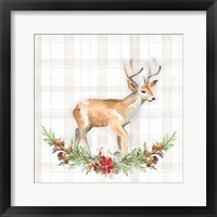 Framed 'Holiday Woodland Garland on Plaid II' border=