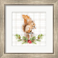 Framed 'Holiday Woodland Garland on Plaid III' border=