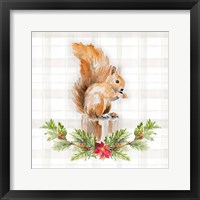 Framed 'Holiday Woodland Garland on Plaid III' border=