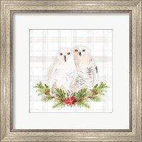 Framed 'Holiday Woodland Garland on Plaid IV' border=