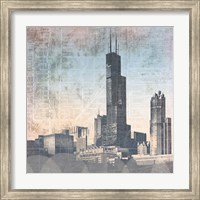 Framed 'Chicago Skyline I' border=