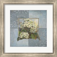 Framed 'Hydrangeas on Blue II' border=