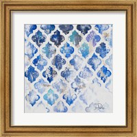 Framed 'Blue Quatrefoil II' border=