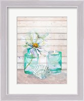 Framed Fresh Flowers and Shells I