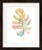 Framed 'Boho Tropical Leaf II on White' border=