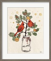 Framed 'Christmas Lovebirds XIV Noel' border=