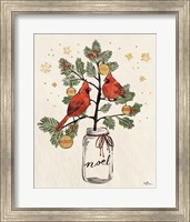 Framed 'Christmas Lovebirds XIV Noel' border=