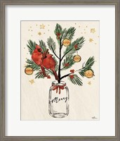 Framed 'Christmas Lovebirds XIII Merry' border=