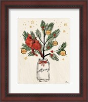 Framed 'Christmas Lovebirds XIII Merry' border=