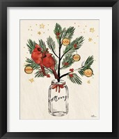 Framed 'Christmas Lovebirds XIII Merry' border=