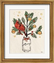 Framed 'Christmas Lovebirds XIII Merry' border=