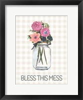 Framed Bless This Mess Flowers