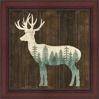 Framed 'Simple Living Deer Silhouette' border=