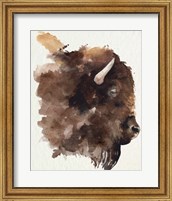 Framed 'Watercolor Bison Profile I' border=