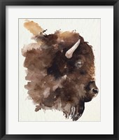 Watercolor Bison Profile I Framed Print