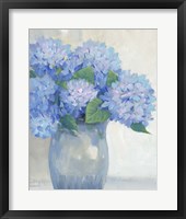 Blue Hydrangeas in Vase I Framed Print