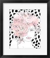 Framed 'Floral Figures IV Blush' border=