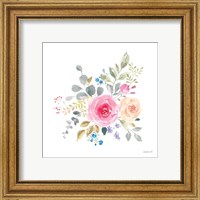 Framed 'Lush Roses III' border=