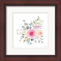 Framed 'Lush Roses III' border=