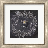 Framed 'Bee Sentiment Wreath Black II-Kind' border=