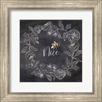 Framed 'Bee Sentiment Wreath Black III-Nice' border=