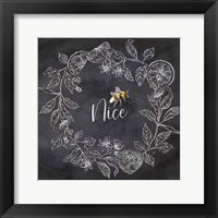 Bee Sentiment Wreath Black III-Nice Framed Print