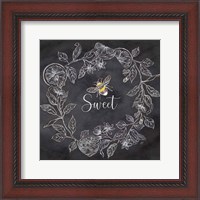 Framed 'Bee Sentiment Wreath Black IV-Sweet' border=