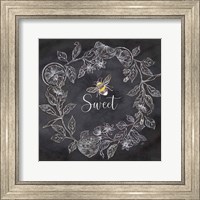 Framed 'Bee Sentiment Wreath Black IV-Sweet' border=