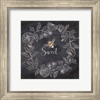 Framed 'Bee Sentiment Wreath Black IV-Sweet' border=