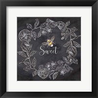 Bee Sentiment Wreath Black IV-Sweet Framed Print