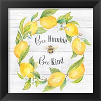 Framed 'Lemons & Bees Sentiment  woodgrain I' border=