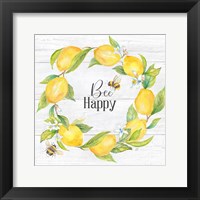 Lemons & Bees Sentiment woodgrain II Framed Print