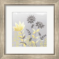 Framed 'Soft Nature Yellow & Grey I' border=