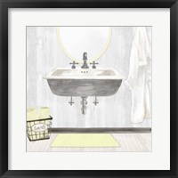 Farmhouse Bath II Gray & Yellow-Sink Framed Print