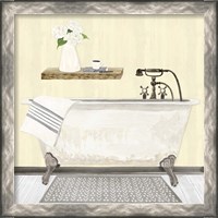 Framed 'Farmhouse Bath I Gray & Yellow 2-Tub' border=