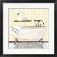 Farmhouse Bath I Gray & Yellow 2-Tub Framed Print