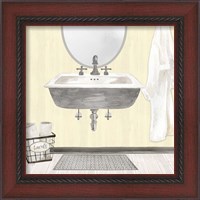 Framed 'Farmhouse Bath II Gray & Yellow 2-Sink' border=