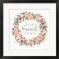 Framed Home Sweet Home Floral Wreath