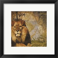 Framed 'Taste of Africa Lion' border=