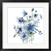 Secret Garden Bouquet I Blue Framed Print