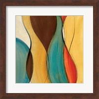 Framed 'Coalescence I (brown/yellow/teal)' border=