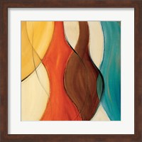 Framed 'Coalescence II (brown/yellow/teal)' border=