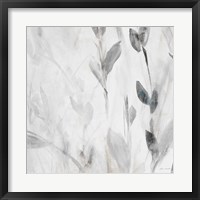 Gray Misty Leaves Square II Framed Print