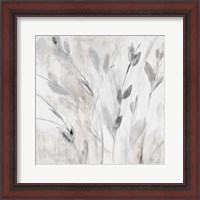 Framed 'Gray Misty Leaves Square I' border=