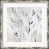 Framed 'Gray Misty Leaves Square I' border=